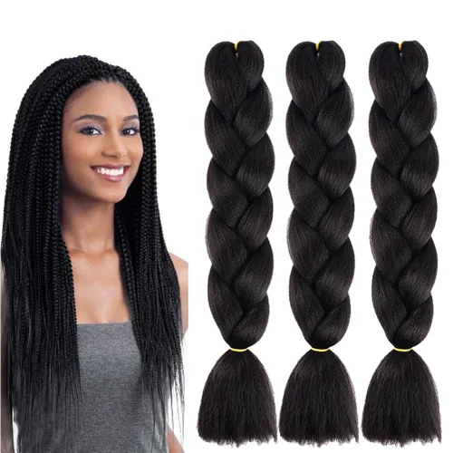 Miniatura 51 de Xiaofeng Extensiones de cabello trenzado coloridas Ombre de 61 cm, 3 unidades, trenzas Jumbo de alta temperatura para trenzas en zigzag y trenzas