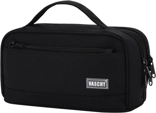 VASCHY Estuche para lápices, organizador grande con cremalleras y asa superior, suministros escolares para niños, adolescentes, estudiantes,