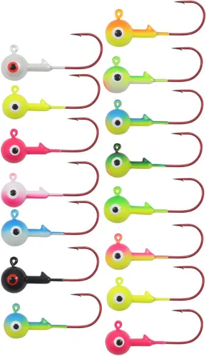 Northland Tackle Cabezas de pesca con bolas de goma para lucioperca, lubina, trucha, cangrejo y panfish - 22 colores de señuelo, paquetes a granel,