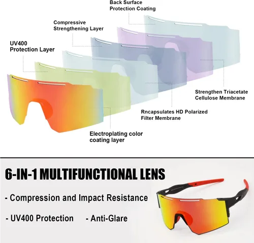 Miniatura 2 de Gafas de sol deportivas polarizadas para hombres y mujeres, gafas de sol para correr, jóvenes, ciclismo, béisbol, protección UV400 C7