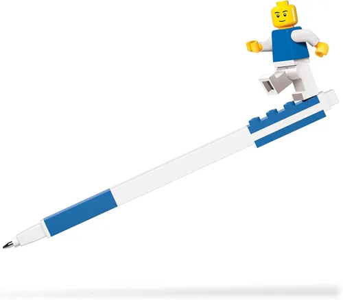 IQ LEGO Stationery Pen Pal - Bolígrafo de gel azul LEGO y minifgura clásica (los colores de la miniatura pueden variar)