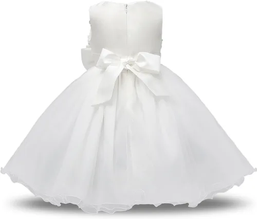 Miniatura 2 de NNJXD Vestidos de princesa de fiesta con tutú de flores 3D sin mangas para niña