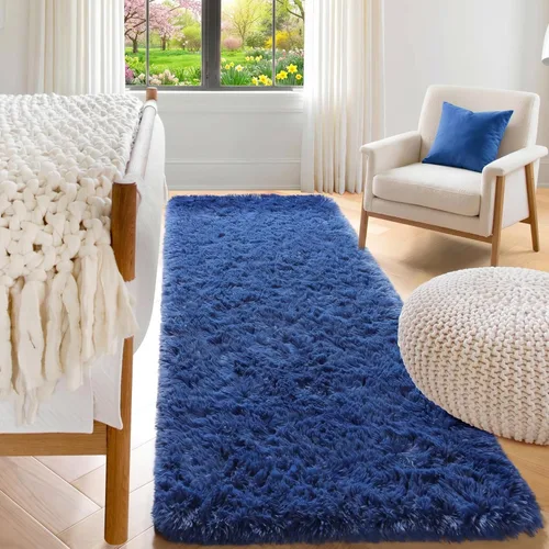 Miniatura 148 de ONASAR - Alfombra de pasillo negra de 2 x 6 pies, esponjosa, lavable, ultrasuave, afelpada, peluda, tapete para bebés, dormitorio de niños, armario