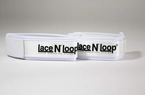 Lace N Loop Correas (par) - Convertidor de guantes de boxeo con cordones Blanco (logotipo negro)