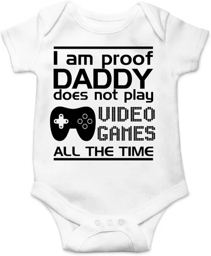 Miniatura 12 de CBTwear Proof Daddy Does Not Play Video Games All the Time – Ropa de bebé – Divertido body para recién nacido para niños y niñas
