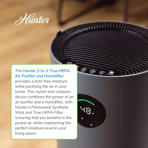 Miniatura 2 de Hunter Fan Company Humidificador y purificador de aire en uno, purificadores de aire de filtración avanzada para el hogar, purificadores de aire