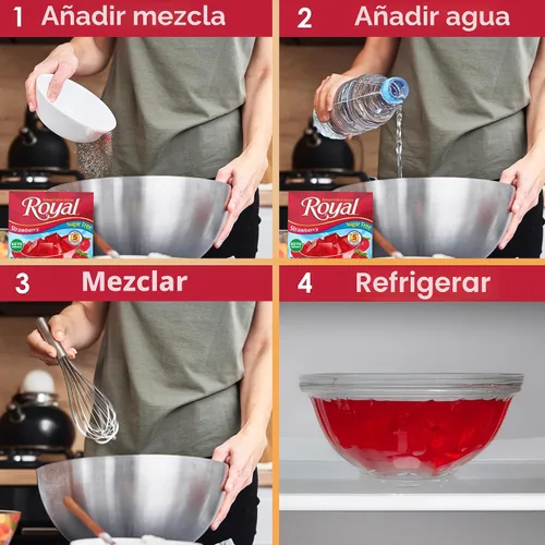 Miniatura 6 de Royal Gelatina sin azúcar, paquete variado de 12-3 cajas cada una, fresa, lima, naranja y cereza, para hacer postres de gelatina bajos