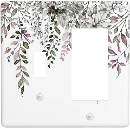 Miniatura 54 de Cubierta decorativa para interruptor de luz, diseño de pájaros y flores florales en blanco y negro, 2 bandas, cubierta decorativa para pared, placa