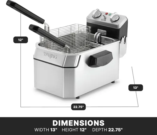 Miniatura 3 de Waring Freidora comercial, capacidad de 10 libras, dos cestas de tamaño medio y una canasta de tamaño completo, para papas fritas, alitas de pollo