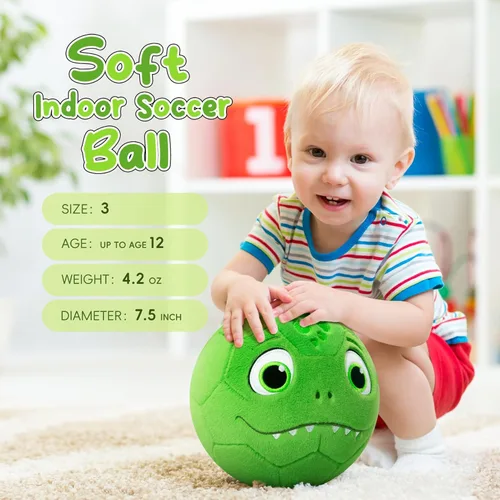Miniatura 2 de VangeBow Pelotas de fútbol silenciosas para interiores para niños pequeños de 1 a 3 años, juguetes de fútbol para bebés y niños pequeños inflables