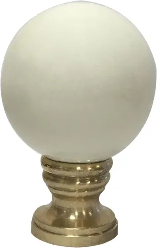 Miniatura 5 de Royal Designs Esfera de cerámica de 1.75 pulgadas para pantalla de lámpara, blanco, base de latón pulido
