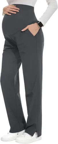 POSHGLAM Pantalones médicos de maternidad para mujer, pantalones de trabajo, estilo casual, pantalones de embarazo, S-XXL