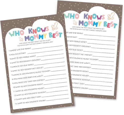 Miniatura 9 de OLOUTAB Juegos de Baby Shower para Niño o Niña - Juego de Vientre de Cerveza o Barriga de Bebé (50 Tarjetas), De Género Neutral, Papel Grueso