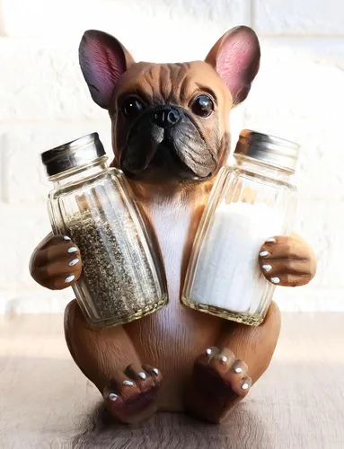 Miniatura 7 de Ebros Gift Adorable cervatillo francés Bulldog cachorro perro abrazando especias sal y pimienta juego de figuritas soporte de cocina decoración