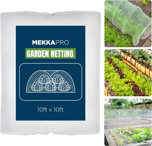 MEKKAPRO Gran barrera de plagas para jardín, 10 x 10 pies, mosquitera para jardín, malla fina para protección del jardín contra pájaros y plagas,