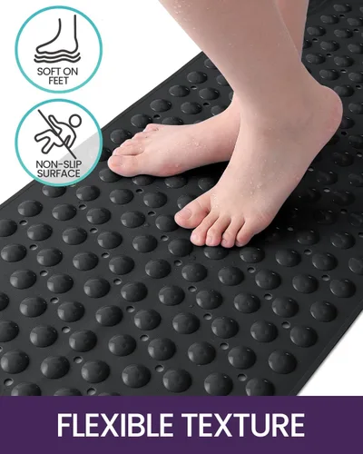 Miniatura 3 de DEXI Alfombrilla de Tina Antideslizante 16x35, Alfombrillas de Ducha para Baño y Tina, Alfombrilla de Baño Ovalada Lavable con Ventosas y Orificios