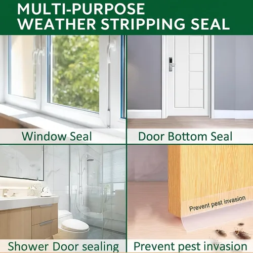 Miniatura 6 de 49 pies de cinta de sellado para clima transparente, sello de puerta, cinta adhesiva para evitar corrientes de aire para puertas, cinta de sellado