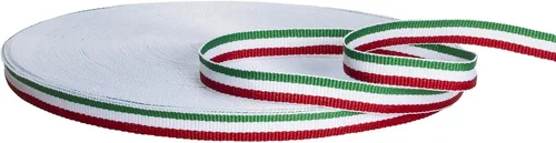 ATRBB Cinta de grogrén de rayas verde/blanco/rojo, de 50 yardas, 3/8 pulgadas, cinta colorida de poliéster de doble cara para manualidades,