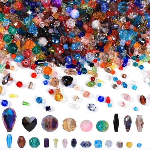 Cuentas de cristal de vidrio surtidas para hacer joyas, trabajo de lámpara DIY, cuentas espaciadoras de vidrio, cuentas de cristal coloridas,
