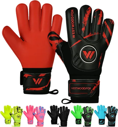 Miniatura 11 de WESTWOOD FOX Guantes de portero Guantes de portero de fútbol con protección para los dedos para niños, jóvenes, adultos, agarre pesado en la palma