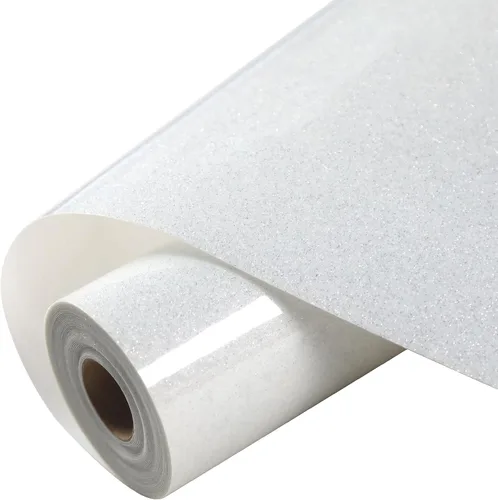 Miniatura 10 de HTVVETUR Glitter Heat Transfer Vinyl - 12" x 15ft Glitter Iron on Vinyl for Shirts, HTV Rolls for Cameo - Easy to Cut & Weed (Glitter Black-15ft)