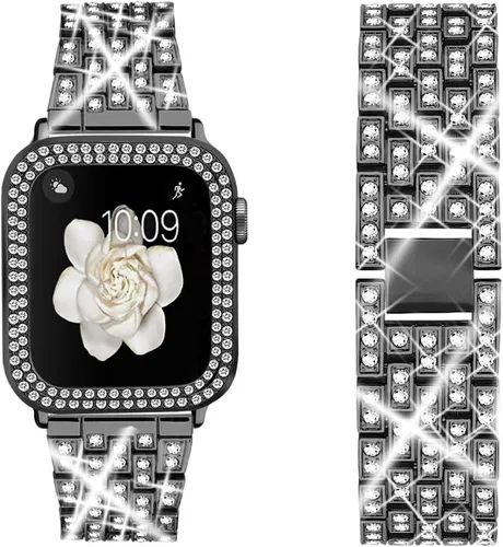 Bekomo Compatible for Apple Watch Ultra Band 49mm 46mm 45mm 41mm 38mm 40mm 42mm 44mm with 2 Pack Bling Crystal Diamonds Case Cover, iwatch SE Series