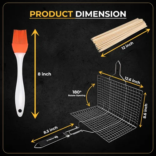 Miniatura 2 de UPGRILLZ Juego de 2 cestas para parrilla de pescado para parrilla al aire libre, verduras, parrilla para pescado para parrilla, cesta de parrilla
