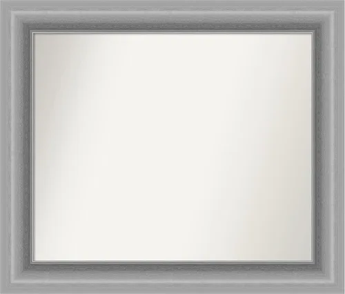 Miniatura 360 de Amanti Art Espejo de baño plateado para sobre fregadero, 26 x 26 pulgadas, espejo cuadrado de níquel pulido, marco de madera tradicional mediano, se