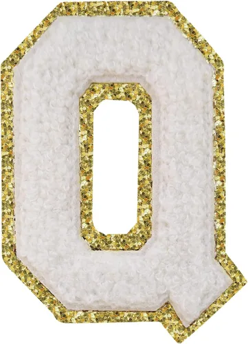 Miniatura 13 de Parches de letras termo-adhesivas de felpilla para chaquetas, parches de letras universitarias con brillantina para planchar en la letra azul A