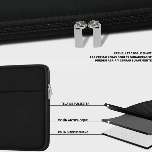 Miniatura 3 de Funda para laptop de 14 pulgadas, estuche delgado para portátil de viaje con bolsillo con cremallera, estuche de transporte protector y a prueba
