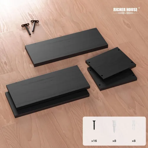 Miniatura 6 de RICHER HOUSE Estantes flotantes para baño, estantes flotantes negros para pared, estantes de baño sobre el inodoro, estantes colgantes montados