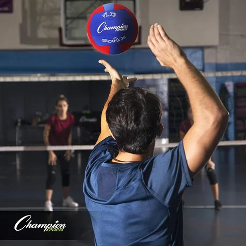 Miniatura 3 de Champion Sports Balones de voleibol de tela con cubierta antipicaduras, interior - Balones de voleibol suaves para principiantes - rojo/azul