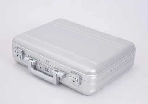 Miniatura 5 de urecimy Maletín de metal, caja de herramientas de aluminio, maletín para cuaderno, plateado