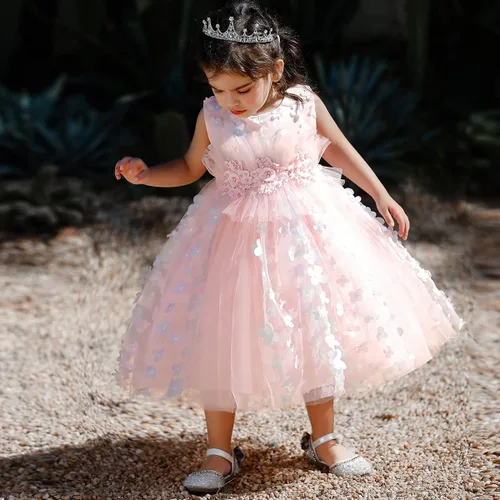 Miniatura 3 de Vestido de tutú de mariposa con pétalos de flores para niños, para boda, concurso de baile, primera comunión, cumpleaños, tul