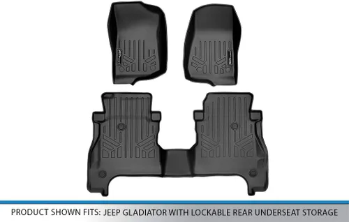 Miniatura 5 de MAXLINER - Juego de alfombrillas negras para todo tipo de clima, ajuste personalizado, de 2 filas, compatible con Jeep Gladiator 2020-2021
