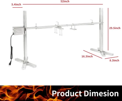Miniatura 4 de Kendane Kit de parrilla eléctrica para asador, asador de cerdo de 90 libras, soporte de trípode de acero inoxidable, asador con capucha de cordero