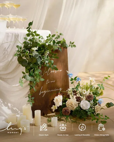 Miniatura 6 de Ling's moment Flores artificiales, margaritas de seda falsas, rosas de espuma de Gardenia falsas para bricolaje, ramos de boda, centros de mesa