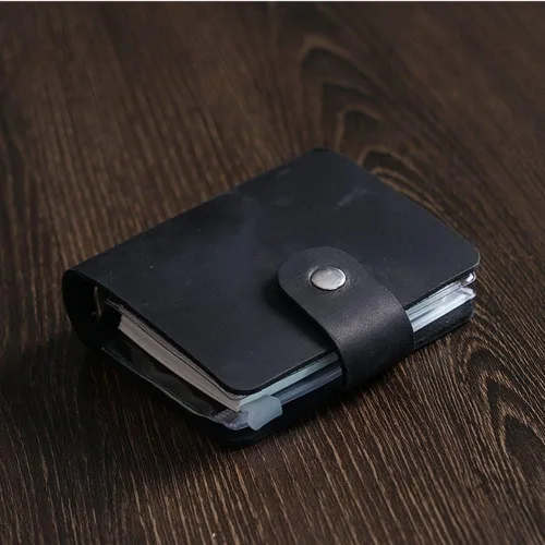 Miniatura 3 de Diario de cuero genuino A9, planificador de bolsillo de cuero negro hecho a mano, planificador de cuero vintage mini, 120 hojas, carpeta de hojas
