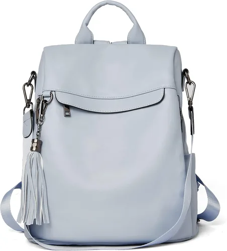 Miniatura 37 de Bromen - Mochila tipo bolso de mano de piel antirrobo para mujer a la moda, Beige floral, L