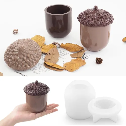 Miniatura 20 de Caja de Almacenamiento con Tapas, Juego de Moldes de Silicona para Frascos de Velas, Moldes de Recipientes Creativos, Moldes de Hormigón Redondos