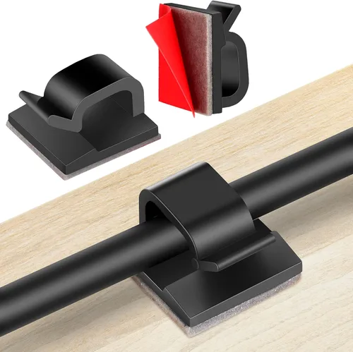 Miniatura 7 de Clips adhesivos grandes para cables (45 unidades, negro), clips de alambre mejorados para cables eléctricos, clips de cable adhesivos para organizar