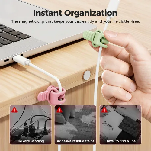 Miniatura 5 de Organizador de cables de datos, organizadores de auriculares de silicona actualizados 2025, organizador de cables reutilizable, organizador