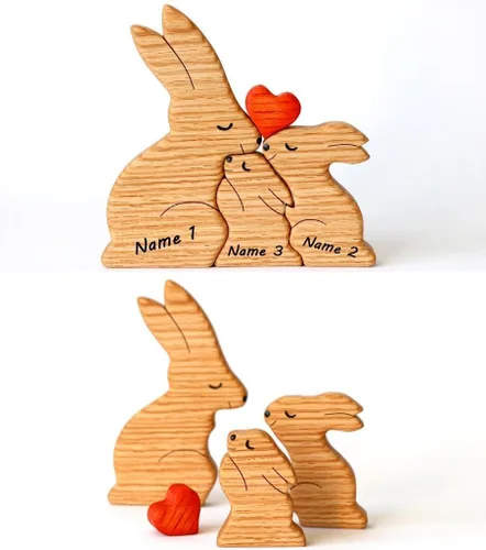 Miniatura 3 de Figura familiar de animales de madera personalizada con 1-8 nombres, bloques de nombres personalizados de animales para abrazar, regalos de recuerdo