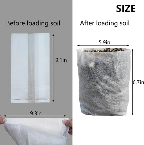 Miniatura 4 de Belit 50 Piezas Bolsas de Vivero No Tejidas, Macetas Contenedoras de Plántulas para Vegetales, Flores, Cultivo de Plantas (9.1"x9.3")