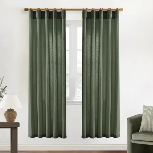 Miniatura 45 de XTMYI - Cortinas transparentes de 54 pulgadas de largo, juego de 2 paneles para baño, cortinas cortas de lino y algodón con semi privacidad