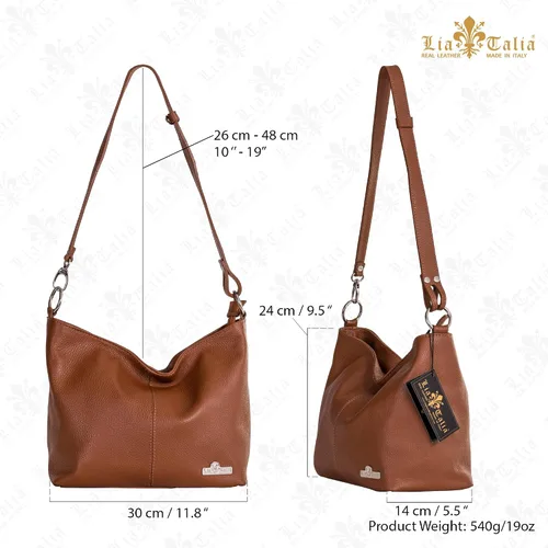 Miniatura 2 de LiaTalia Bolso Hobo de cuero italiano genuino para mujer bolso de mano de correa larga ajustable EMMY