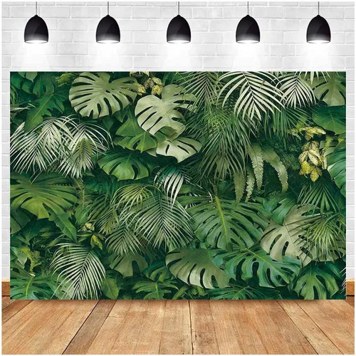 Miniatura 8 de Fondos de fotografía con temática de hojas verdes tropicales, decoración de boda, novia, ducha, fiesta, baby shower, cartel de fondo para fotos