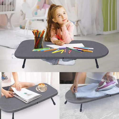Miniatura 7 de Tabla de planchar de mesa con soporte para plancha, panel de malla metálica, tabla de planchar mini con cubierta resistente al calor, tabla