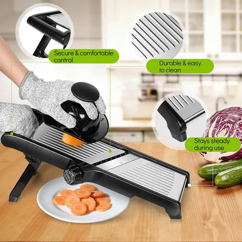 Miniatura 5 de MASTERTOP Rebanadora Mandolina de Acero Inoxidable Ajustable para Cocina. Rebanador de Vegetales, Cebolla, Papa, Fruta, Patatas Fritas, Cortador
