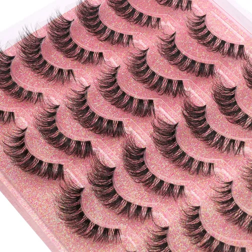 Miniatura 6 de Pestañas postizas de banda transparente, pestañas de visón falsas, pestañas de ojo de gato, pestañas Wispy de 16mm, pestañas naturales con curvatura